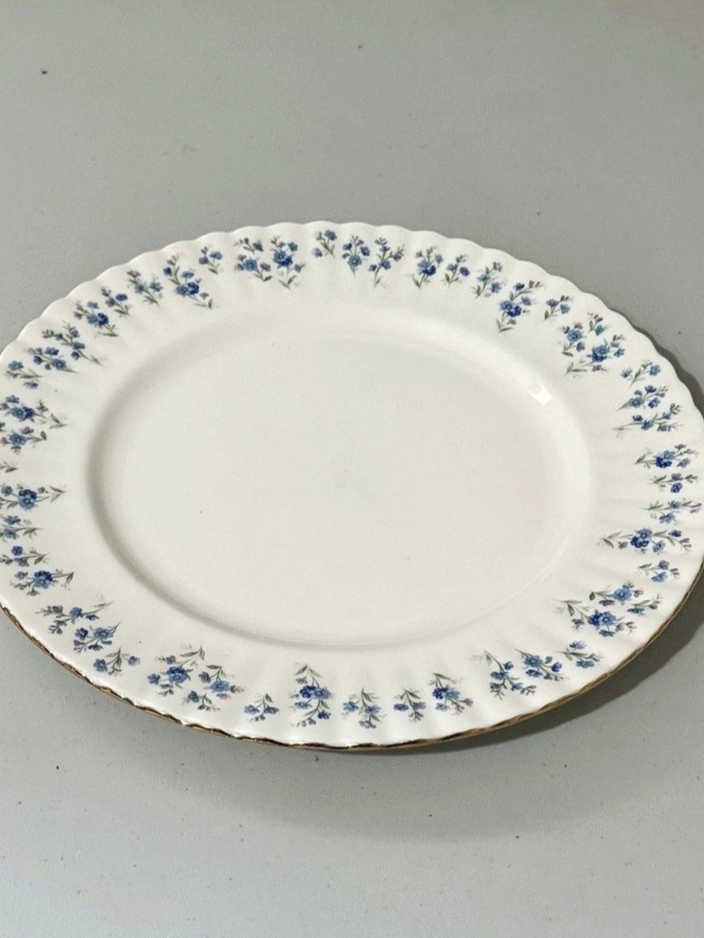 Royal Albert Memory Lane Dinner Plate in White & Blue. Four available